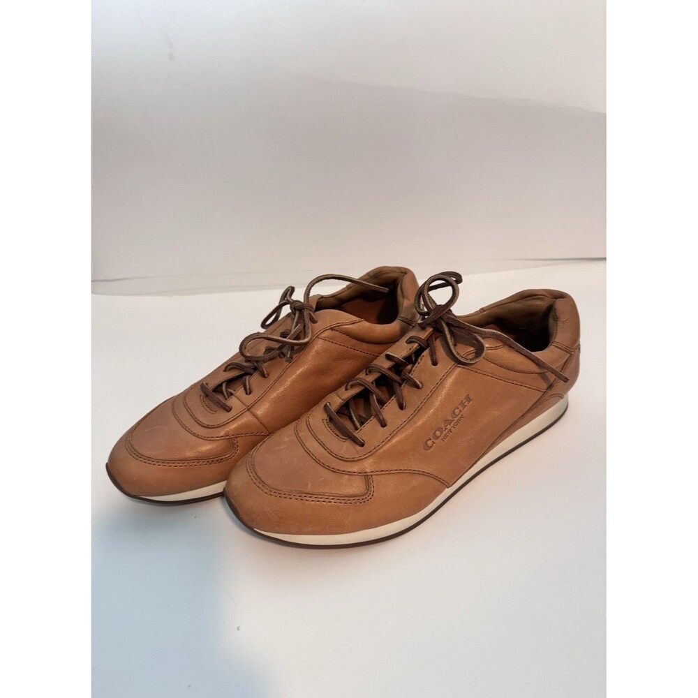 COACH Raeann Women's Brown Leather Lace-Up Low Top Sneakers Q4711 US 9.5B